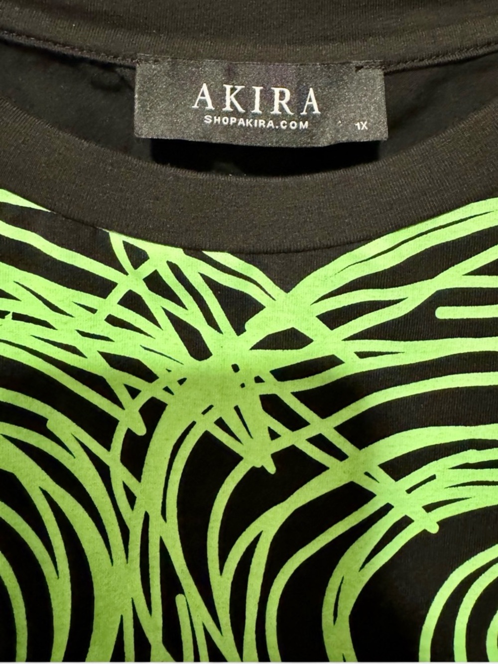 AKIRA- Black & Neon Green Graphic Tee - Picture 8 of 10